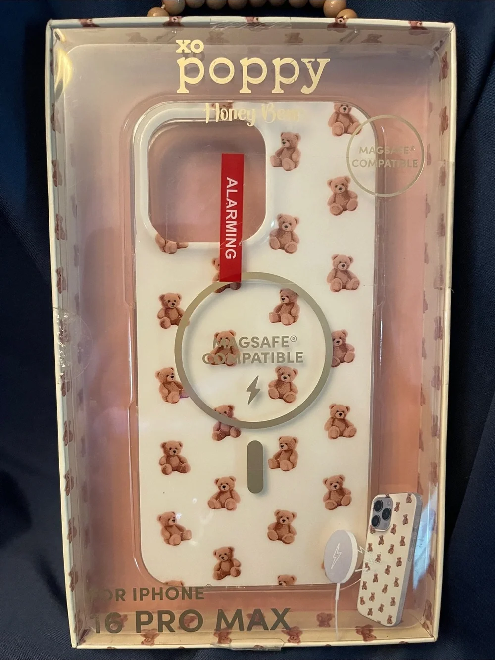 XO Poppy Honey Bear MagSafe Compatible iPhone 16 Pro Max Case - Pink Bear Print
